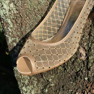 Adrianna Papell Jamie Women’s Rhinestone Sheer Peep-Toe  Heels, 9.5 W